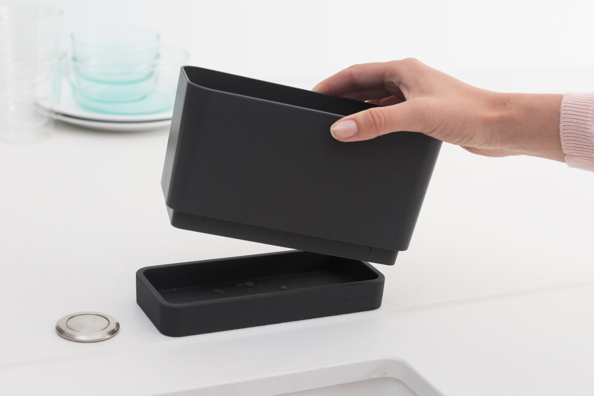 brabantia Spül-Organizer SINKSIDE mit Abtropfschale Dark Grey