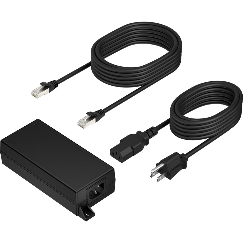 HP Poly PoE++ 65W 2.5G Adapter with 3.66m CAT6A Cable and Power Cord Noir