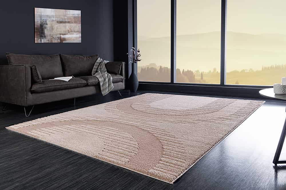 Moderner Hochflor Teppich ELLE DECORATION 235x160cm beige geometrisches Muster