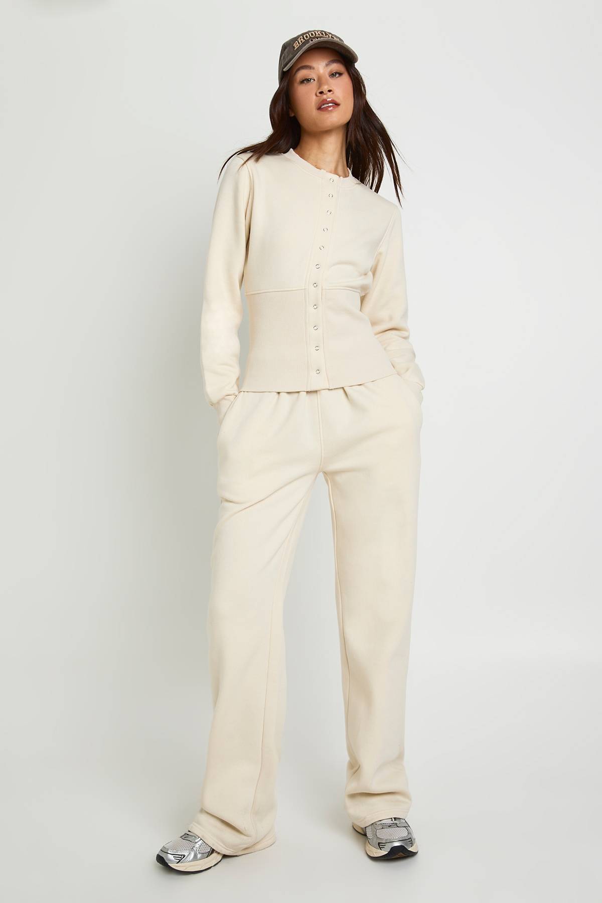 boohoo Ensemble Survêtement Sweat Bomber À Ourlet Profond Avec Boutons-pression Tall