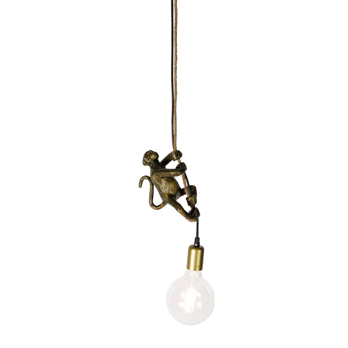 Klassieke hanglamp goud met touw - Animal Monkey