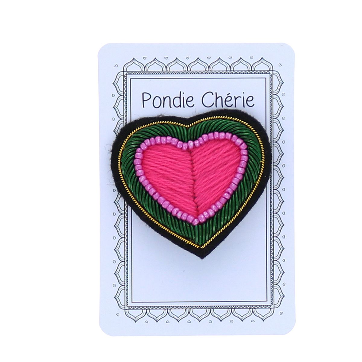 Broche cœur rose Pondie Chérie