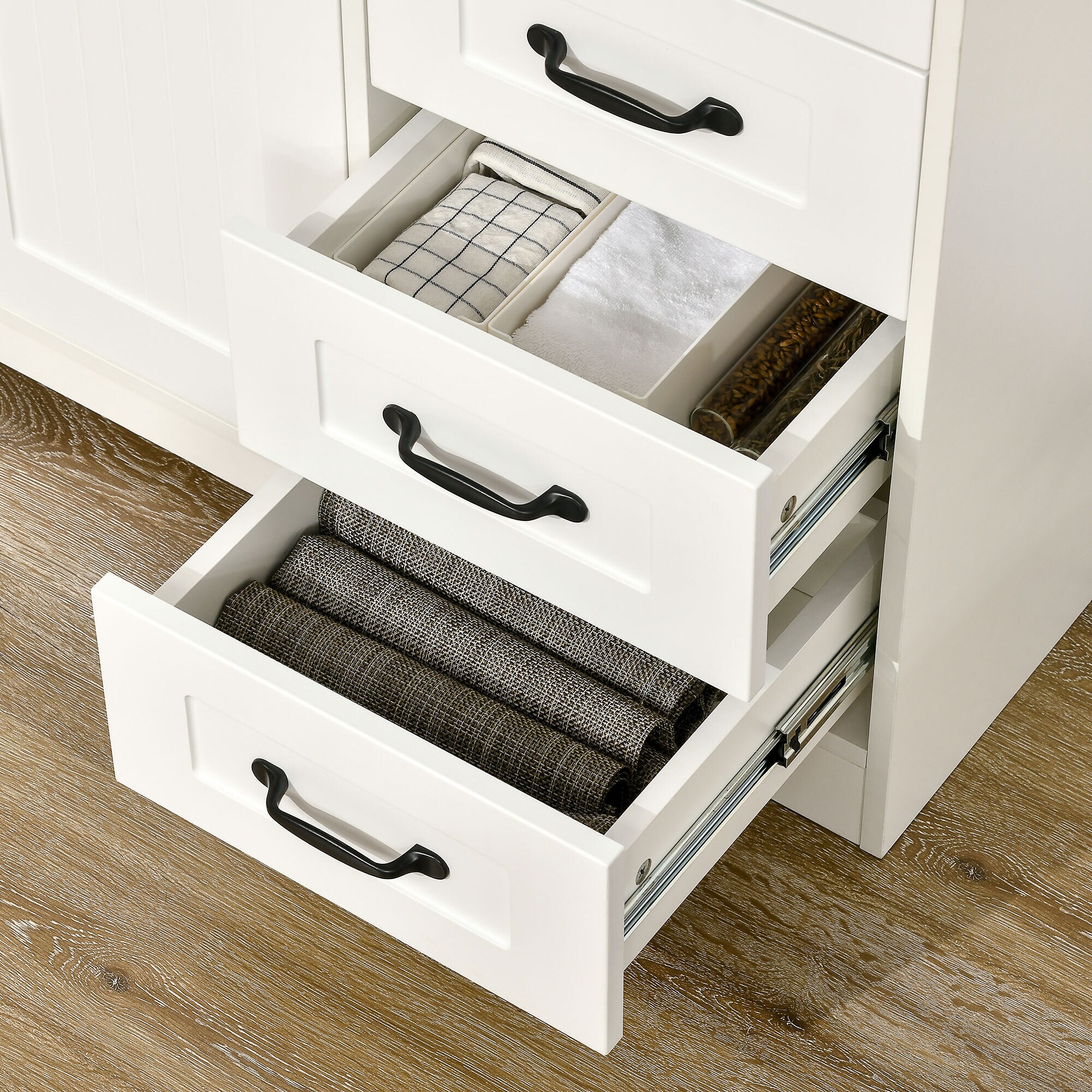 HOMCOM Aufbewahrungsschrank mit 4 Schubladen weiß 105L x 40B x 76H cm