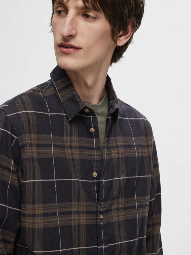Selected Homme SLHSLIMOWEN-FLANNEL SHIRT LS NOOS Black/morel