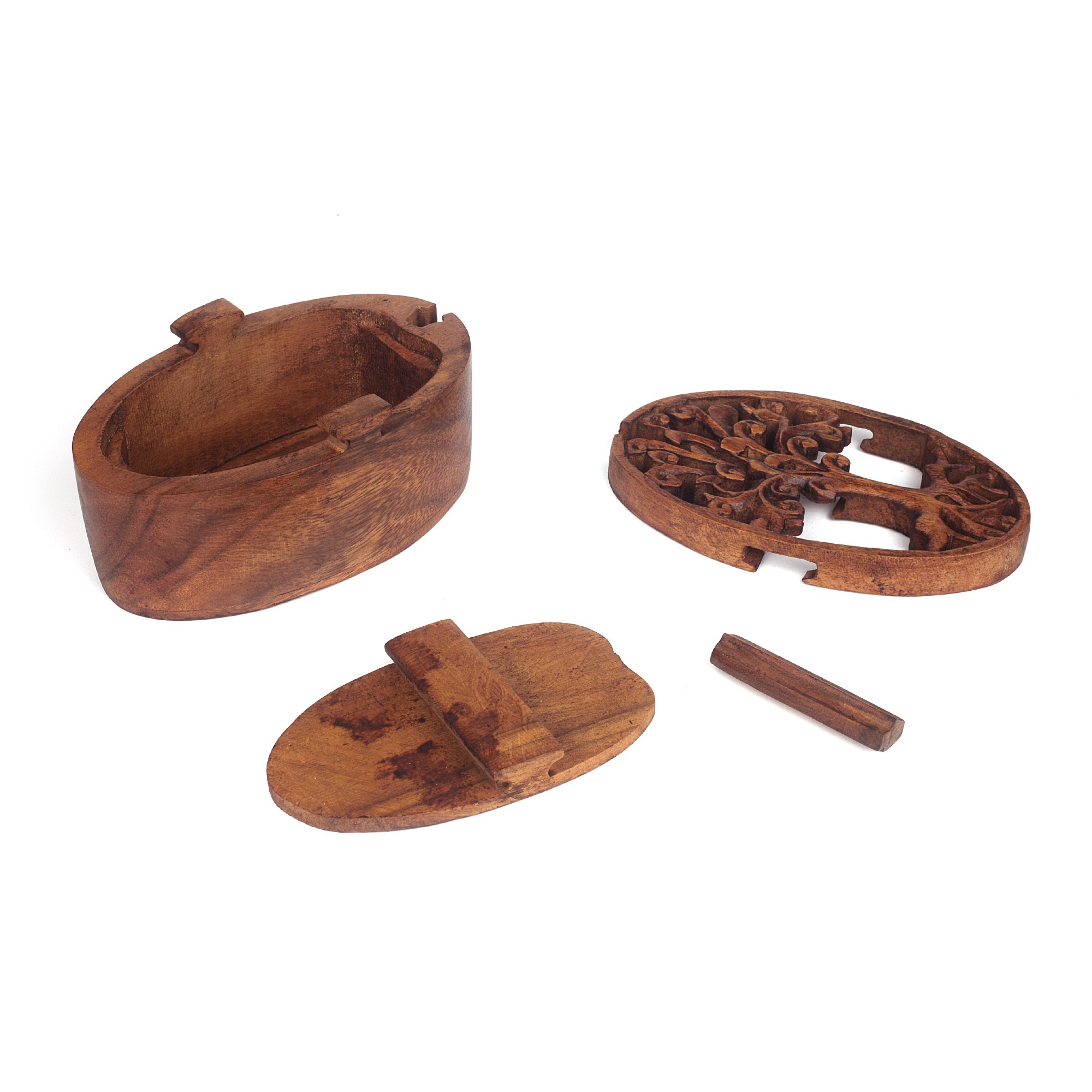Secret Box 'Baum des Lebens', braunes Holz, T 7 cm, B 14 cm, H 8 cm von fischer's lagerhaus