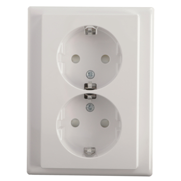 Schneider Merten System-M Dubbel Geaard Stopcontact Actief Wit