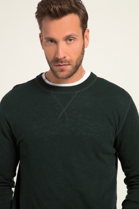 Pullover, Wollmix, Rundhals mit Details, bis 8 XL