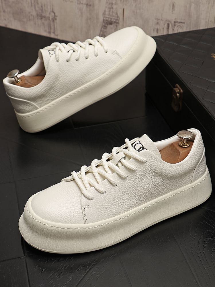 Mr Ozera - Platform Plain Lace Up Sneakers