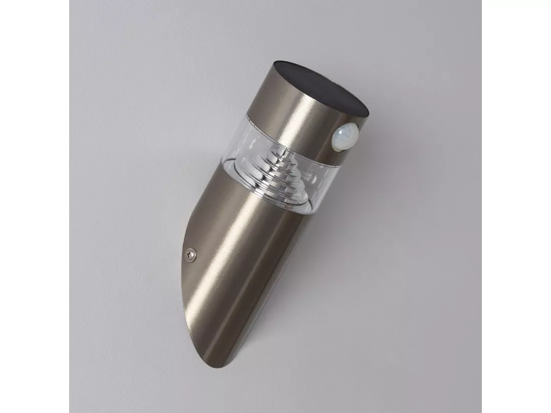 Applique Murale LED Extérieure Solaire Inti Inox avec Détecteur de Présence PIR 6000K Blanc froid