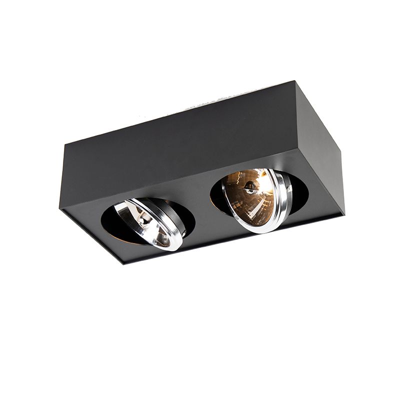 Design spot zwart vierkant 2-lichts - Kaya