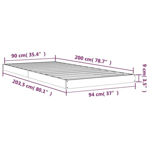 vidaXL Sengeramme 90x200 cm heltre furu