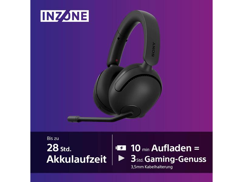 Sony Headset INZONE H5 Schwarz Leichtes, weiches und kabelloses Gaming-Headset