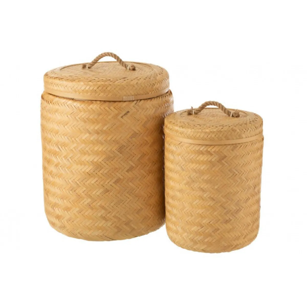 Dansmamaison Set de 2 Paniers Ronds Bambou
