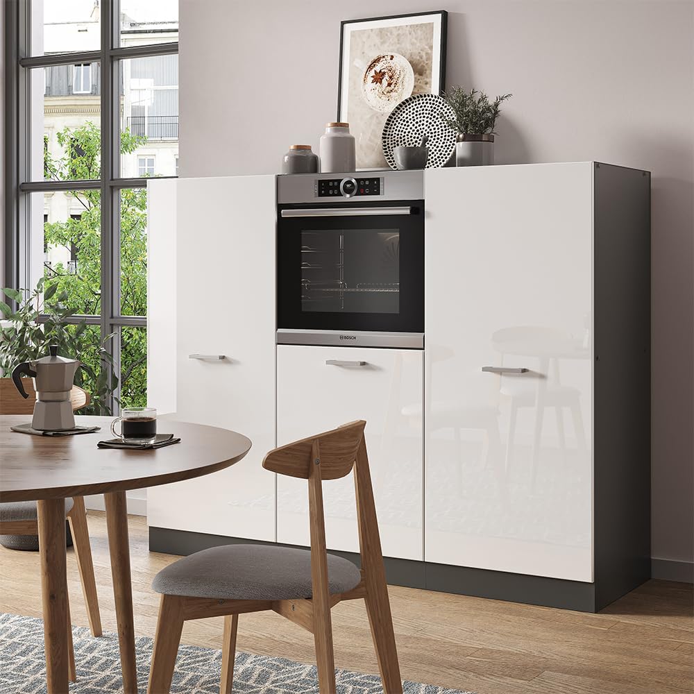 Vicco Küchenblock R-Line, Weiß Hochglanz/Anthrazit, 180 cm ohne Arbeitsplatte