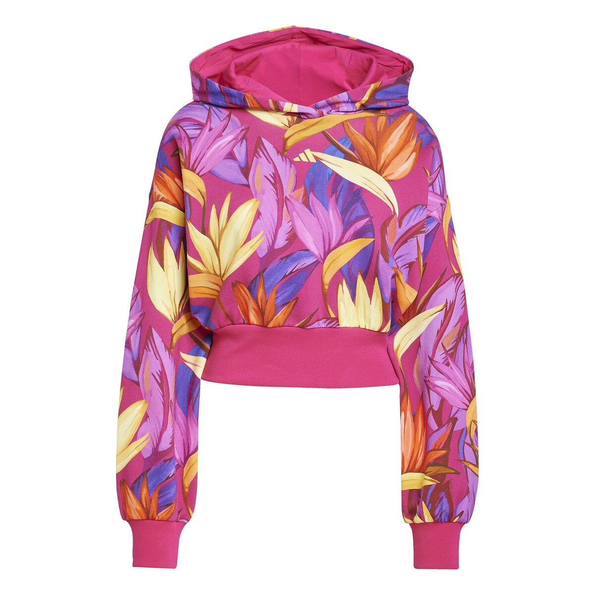 ADIDAS ROUPAS ESPORTIVAS<br>Moletom curto com capuz estampado FARM RIO