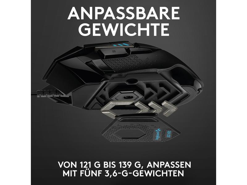 Logitech Gaming-Maus G502 HERO Hochpräzise Gaming-Maus mit justierbarem Handling und RGB-Beleuchtung