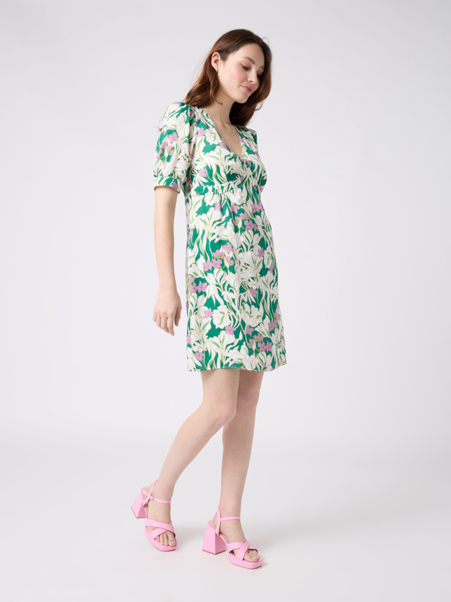 Robe manches courtes motifs floraux