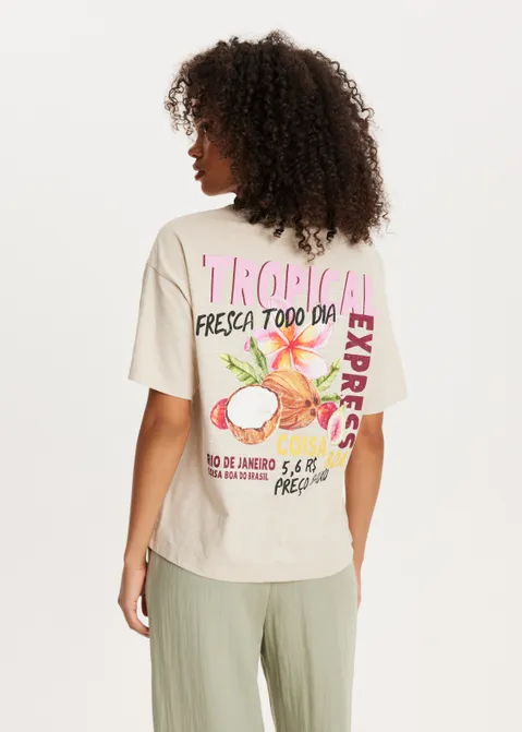 T-shirt met print coconut zand (ZND.L)
