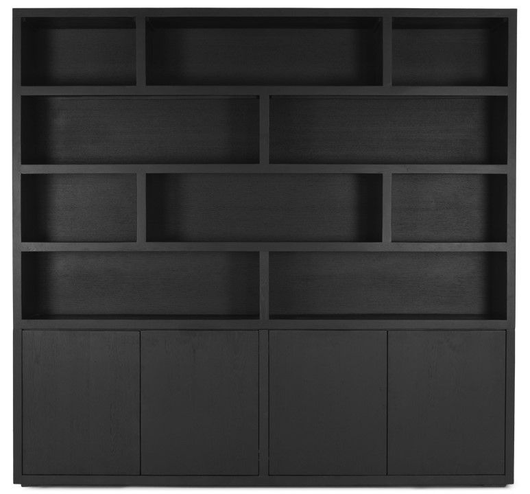 Boekenkast zwart Velori B220 x D40 x H220 cm