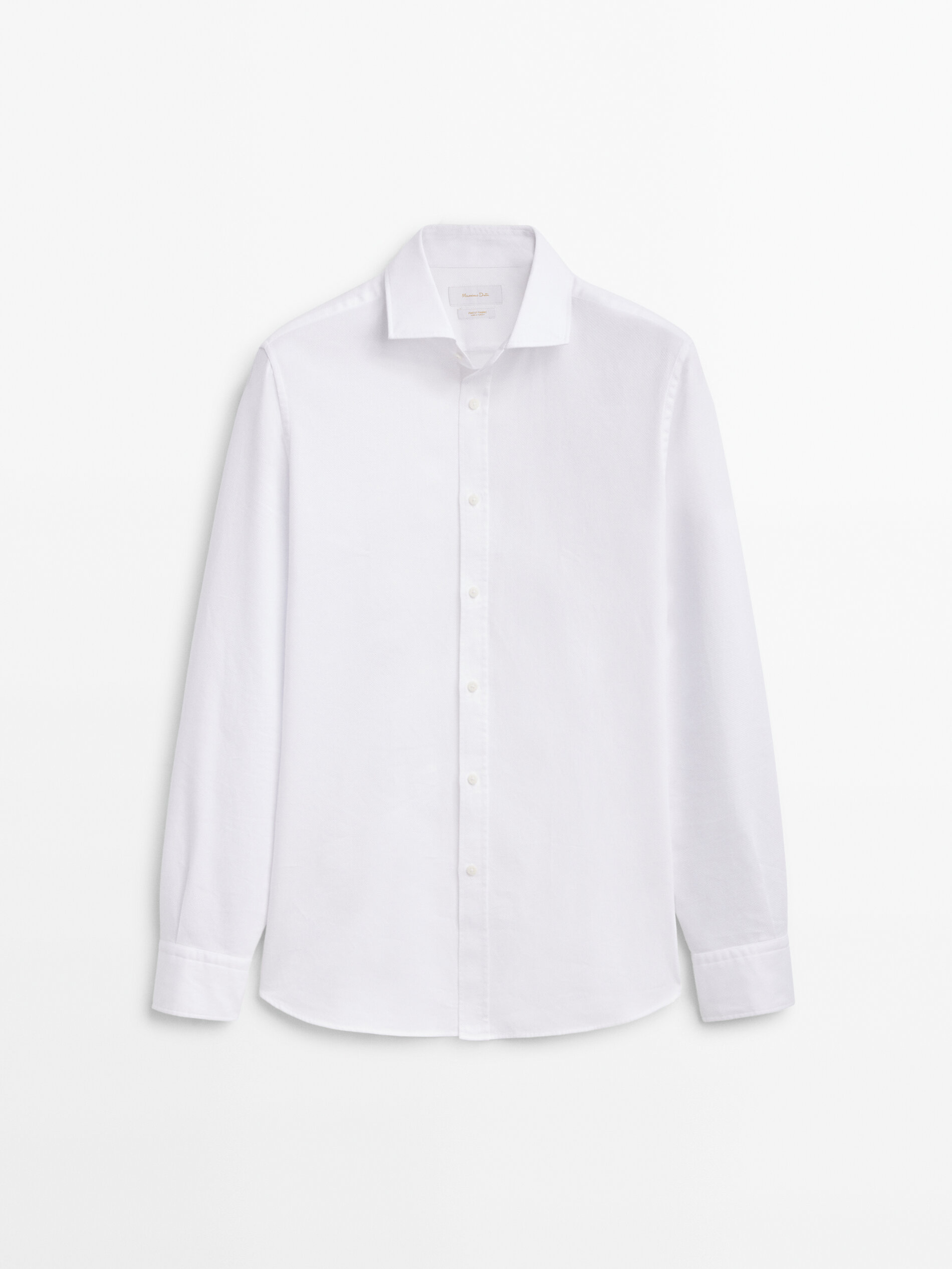 Camisa estruturada de corte slim com torção inglesa - BRANCA