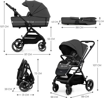 Kinderkraft YOXI 2-in-1 Duovogn, Moonlight Grey