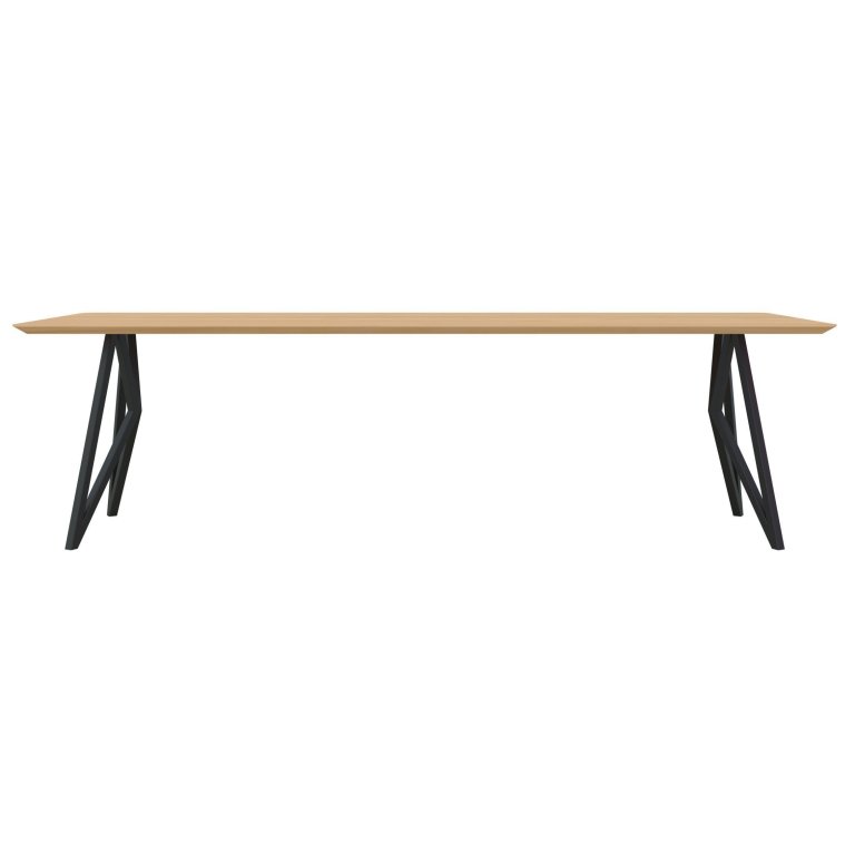 Studio HENK Butterfly tafel 200x90 zwart frame, hardwax light 3041, verjong afgerond