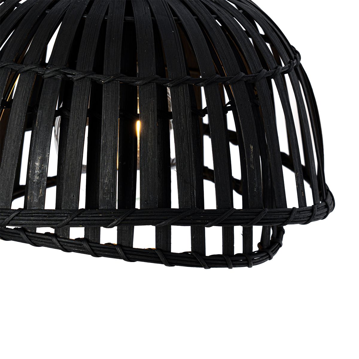Oosterse hanglamp zwart bamboe 3-lichts - Pua