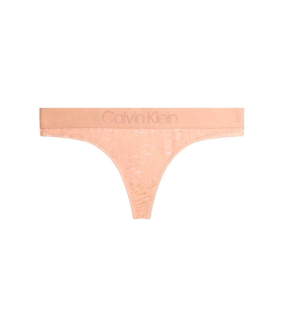 Calcinha fio dental Calvin Klein rosa de renda