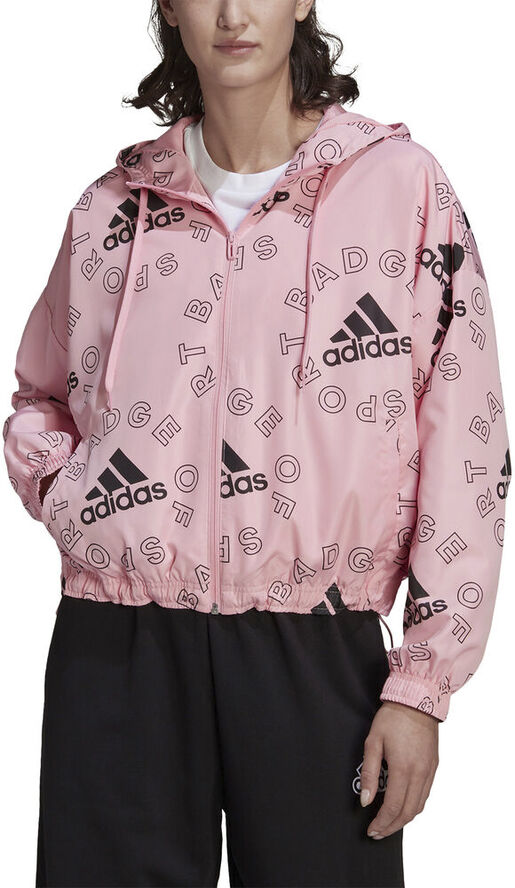 adidas Essentials Logo Allover Print vindjakke Pink