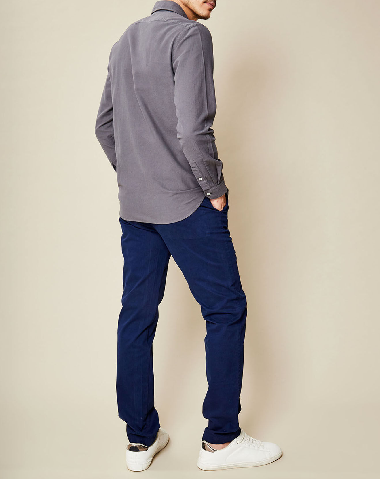 Hartford Chemise Slim en Flanelle de Coton Sammy Pat gris