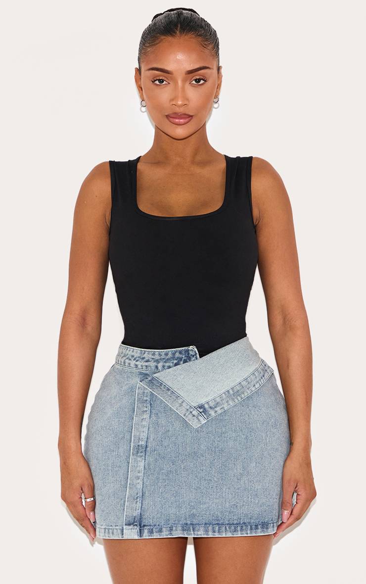 Bleu Délavé Jupe Mini En Denim À Taille Repliée Shape