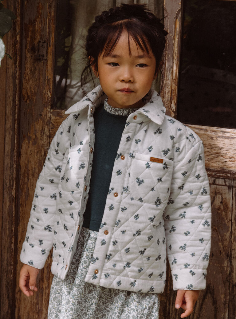 Veste matelassée écrue à imprimé fleuri