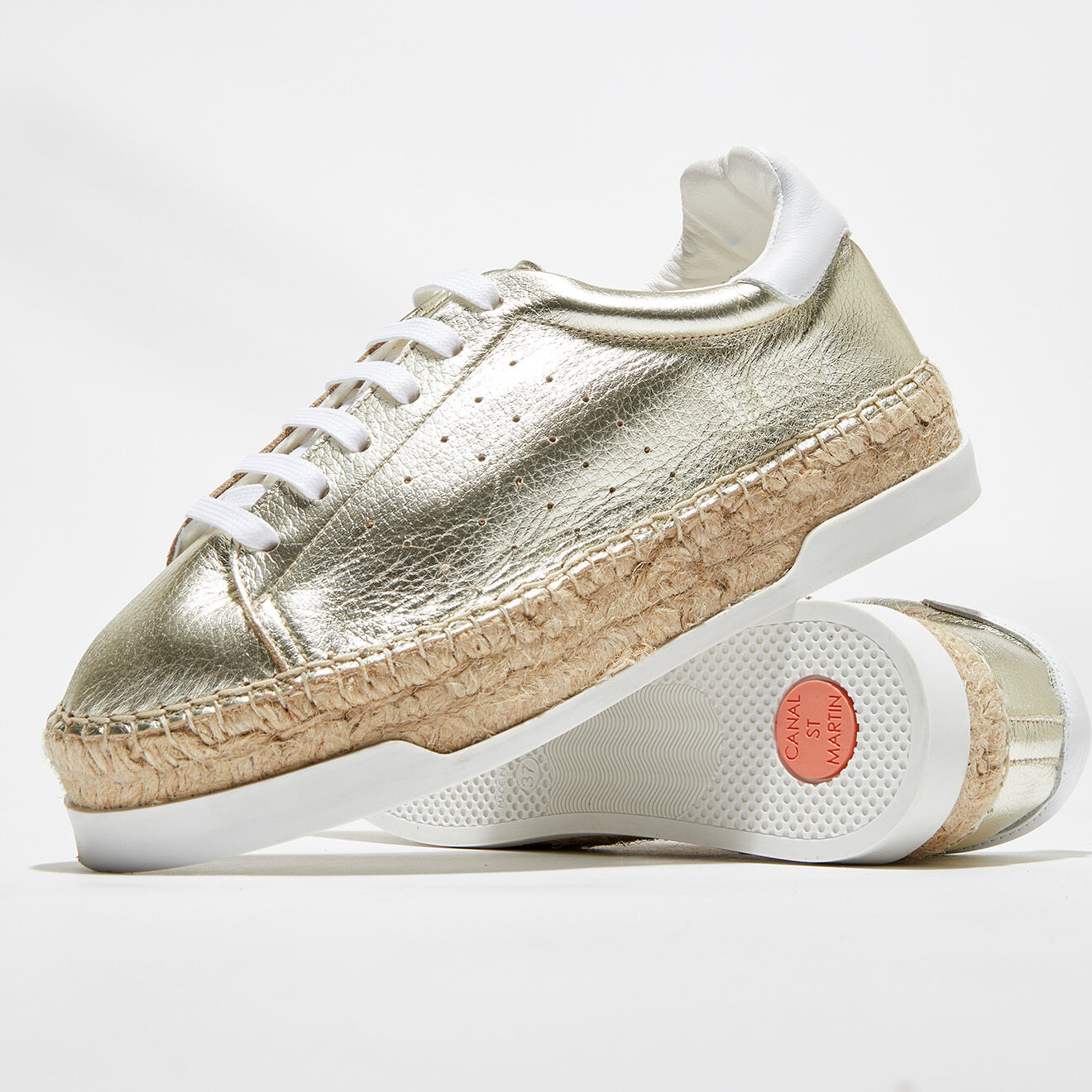 Canal Saint Martin Sneakers en Cuir Lancry Queen dorées