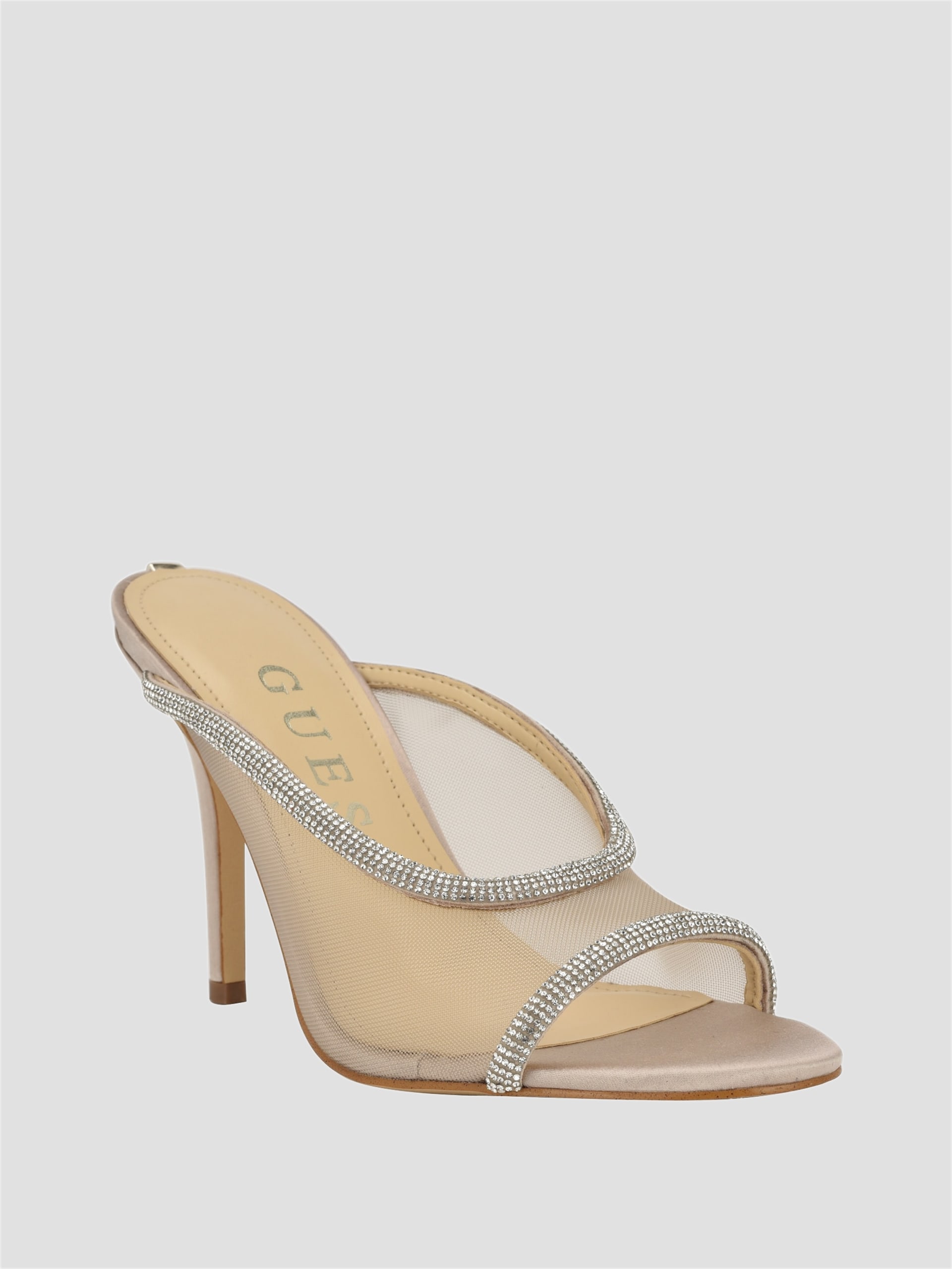 Sapatos de salto alto Mansa com strass e tela