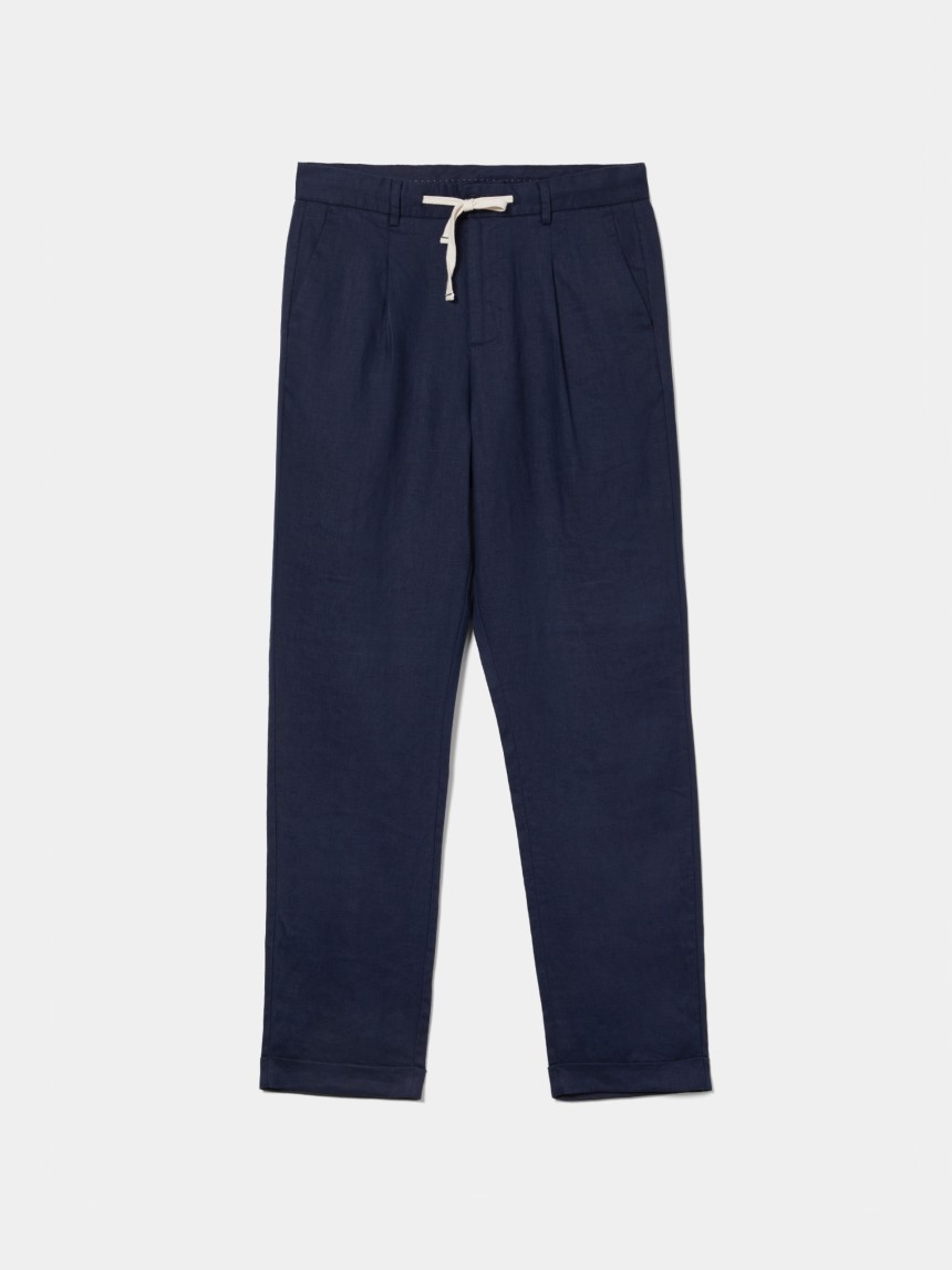 Calças chino regular fit em linho