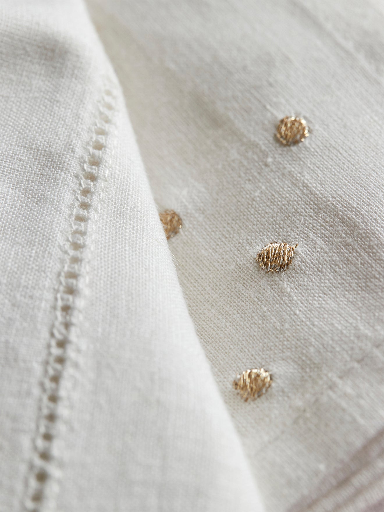 Nappe coton/lin à pois dorés