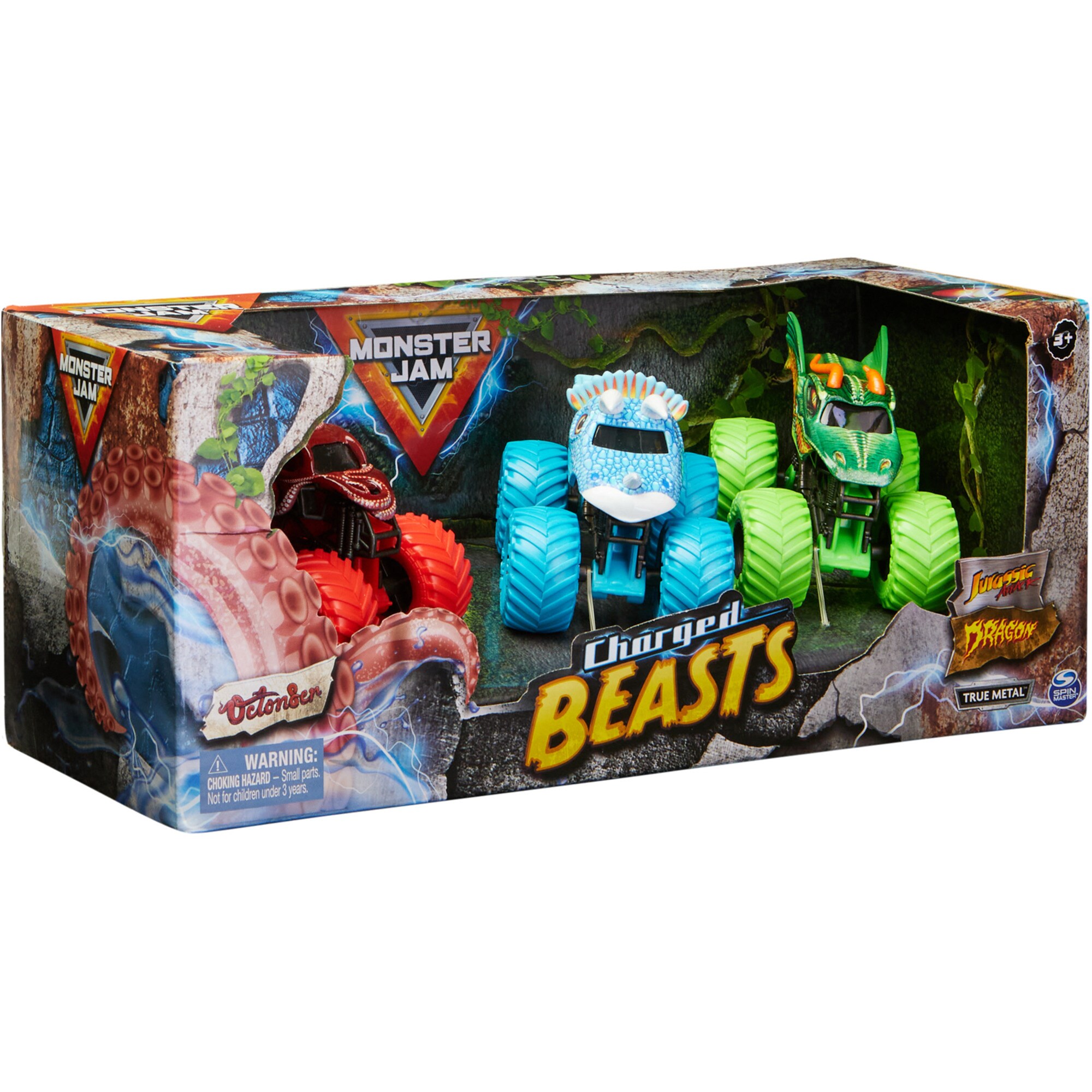 Spin Master Spielfahrzeug Monster Jam Charged Beasts 3er-Pack