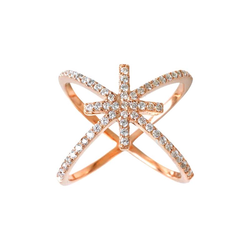 Bague Argent Motif Croix Rose