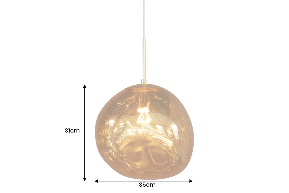 Runde Hängelampe LIQUID DIAMOND 35cm gold Glas Stahl Kugelleuchte
