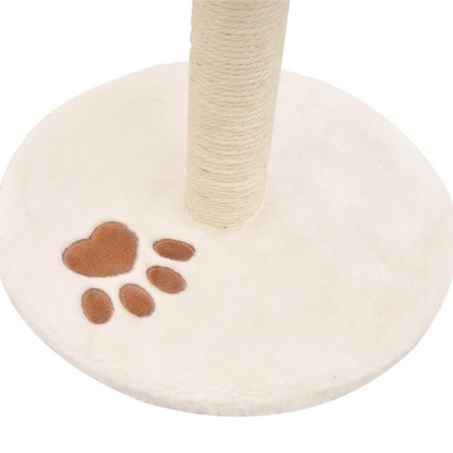 Arranhador para gatos em pelúcia bege e sisal