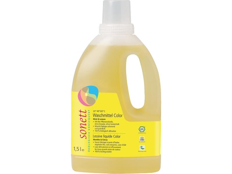 Sonett Flüssigwaschmittel Color Mint & Lemon 1.5 l Ökologisches Waschmittel ohne Enzyme