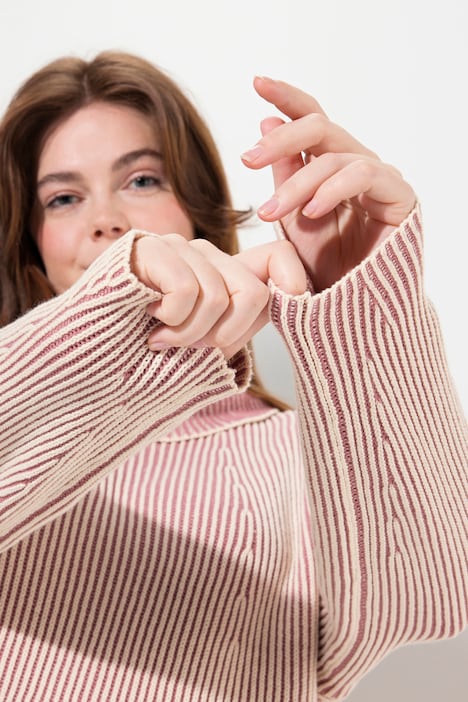 Pullover, Rippstrick, Rollkragen, Langarm, Biobaumwolle
