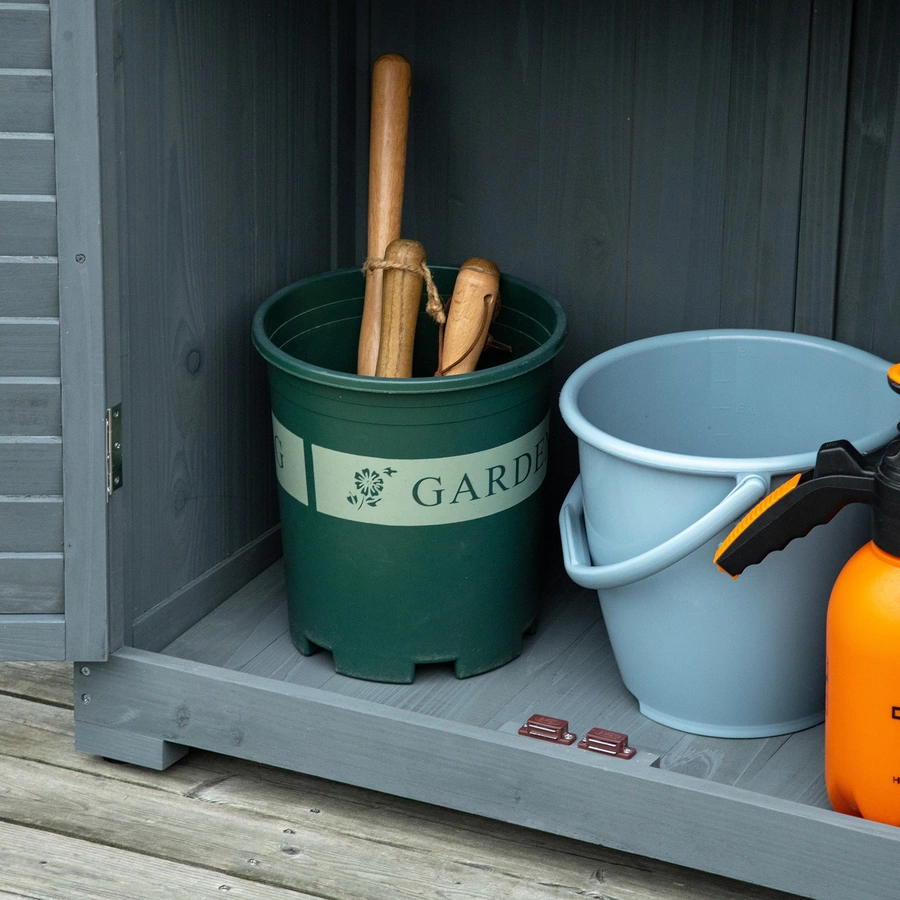 Outsunny Gartenschrank mit Lamellentüren grau