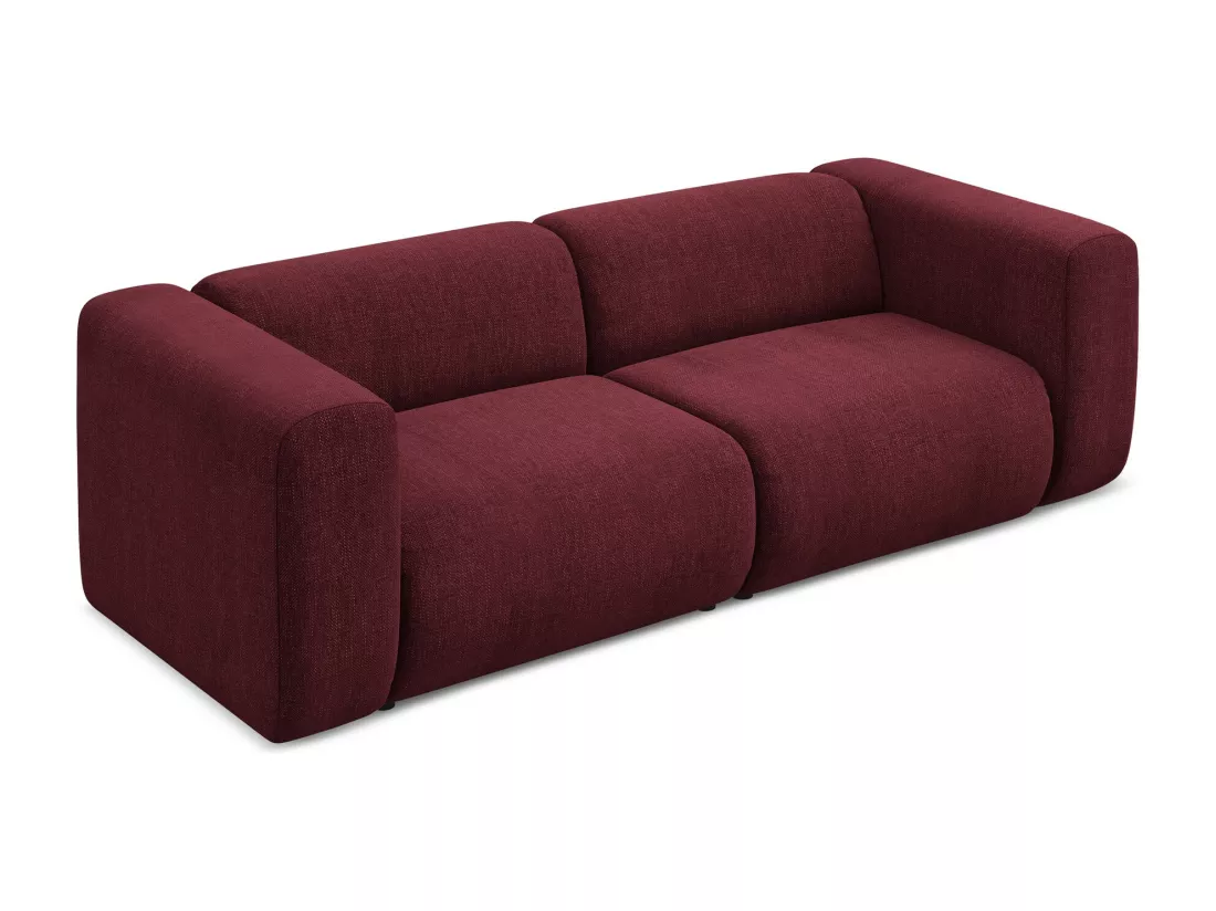 Canapé modulable 3 places en tissu chenille - bordeaux - EKAHI
