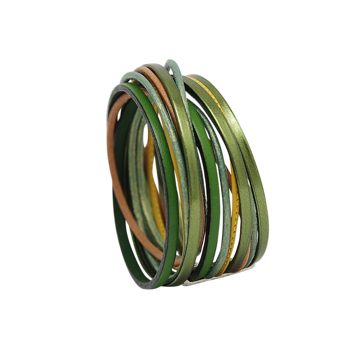 Bracelet en cuir multiliens vert femme Amarok