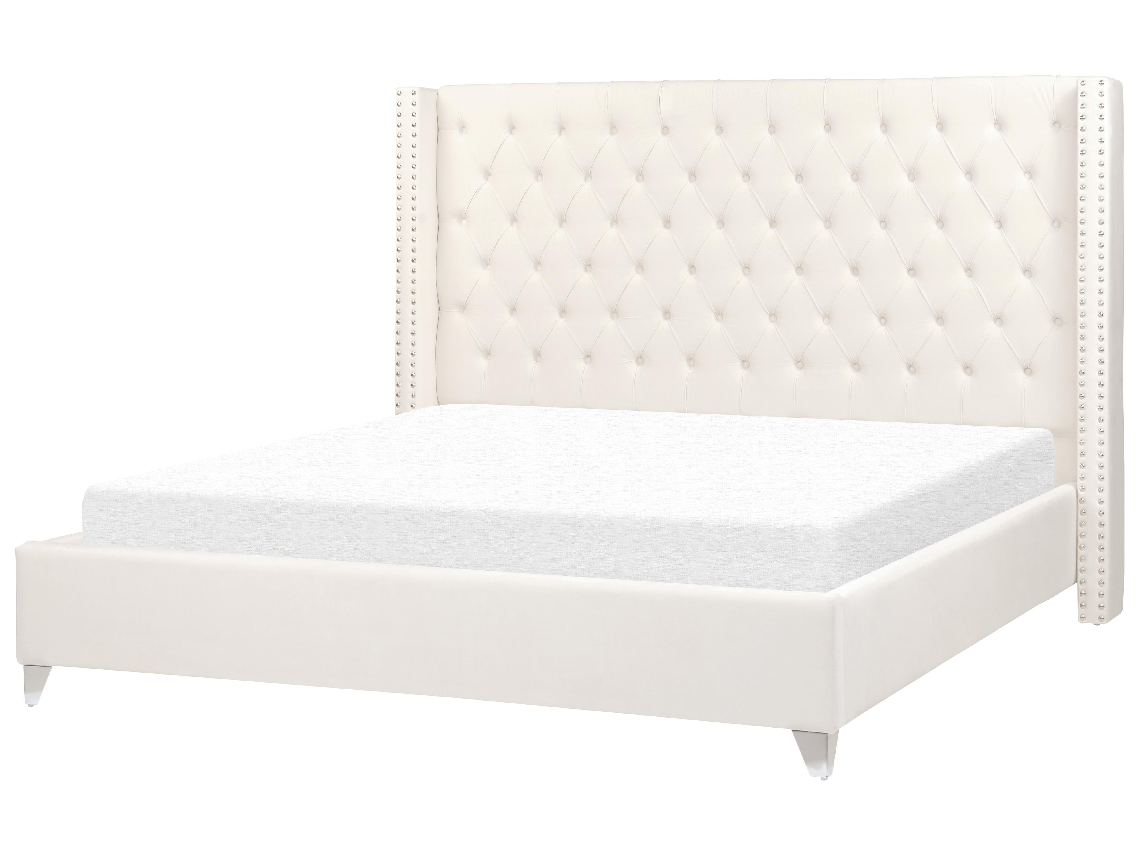 Bed Fluweel LUBBON 180 x 200 cm Gebroken wit