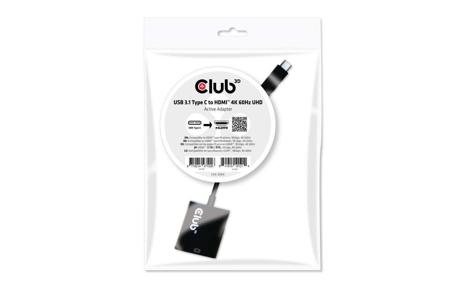 Adapter USB 3.1 Type-C - HDMI 2.0 UHD 4K60Hz, AktivAktiver USB 3.1 Type C auf HDMI 2.0 Adapter, UHD 4K 60Hz