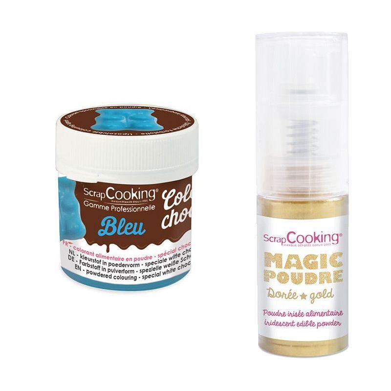 Colorant alimentaire liposoluble Color'choco 5 g bleu + Poudre aliment