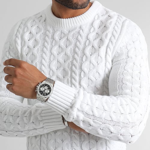 Pull Col Rond Torsades 0383 Blanc