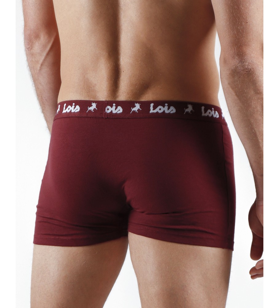 Conjunto de 2 cuecas boxer básicas Lois, azul-marinho e vermelho.